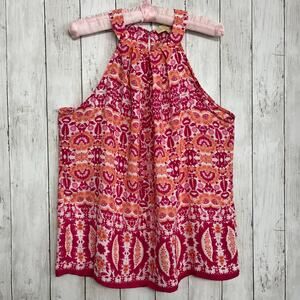 Lucy & Laurel Sleeveless Paisley Floral Halter Flowy Vacation Beach Tank Blouse